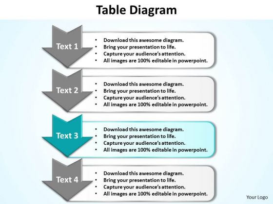 Ppt 4 Step Table Swim Lane Diagram PowerPoint Template Editable Templates