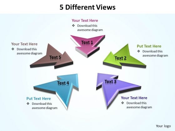 Ppt 5 Colorful PowerPoint Background Concepts Arrow Pointing Inwards Templates