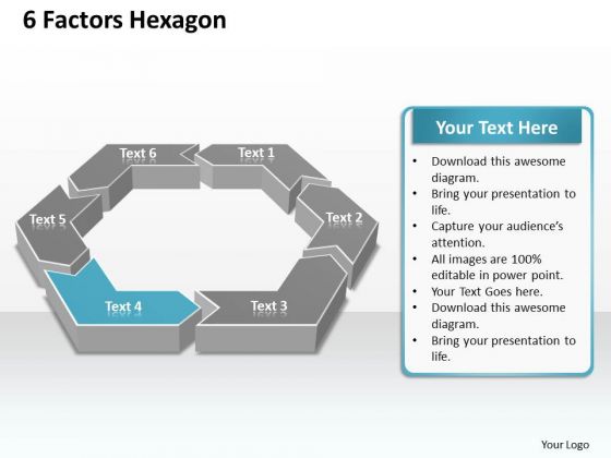 Ppt 6 Factors Hexagon Angles Editable PowerPoint Templates Theme