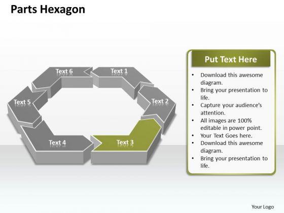Ppt 6 Parts Hexagon Angles Editable Presentation PowerPoint Slide Text Templates