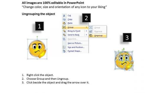 Ppt A Shiney Emoticon Thinking Face Business Management PowerPoint Templates