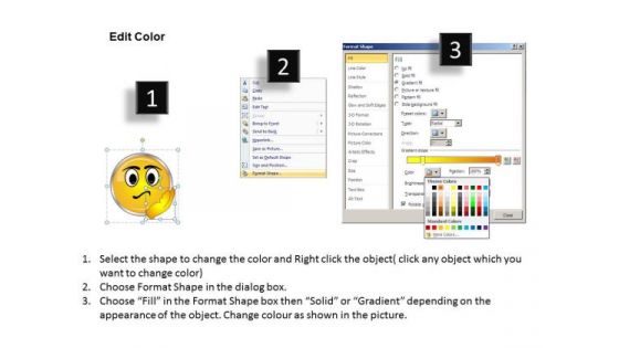 Ppt A Shiney Emoticon Thinking Face Business Management PowerPoint Templates