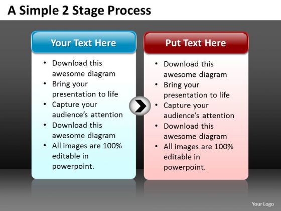 Ppt A Simple 2 Stage Process Editable Communication Skills Powerpoin Templates