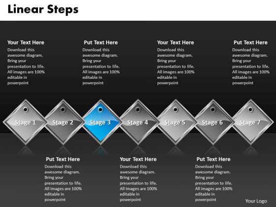 Ppt Blue Diamond Linear Steps Working With Slide Numbers 7 Phase Diagram PowerPoint Templates