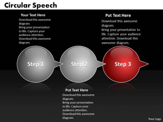 Ppt Circular Speech Bubbles Horizontal 3 PowerPoint Slide Numbers Templates