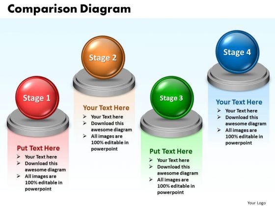 Ppt Comparison Network Diagram PowerPoint Template 4 Phase Templates