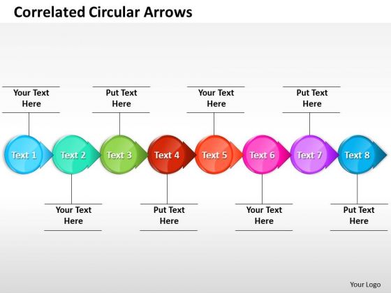 Ppt Correlated Circular Arrows PowerPoint Templates Horizontal Line 8 Stages