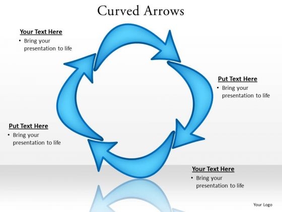 Ppt Curved Arrows Pointer Inwards PowerPoint Templates