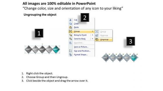 Ppt Cyan Diamond Successive Forging Process PowerPoint Slides 5 Stages Business Templates
