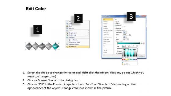 Ppt Cyan Diamond Successive Forging Process PowerPoint Slides 5 Stages Business Templates