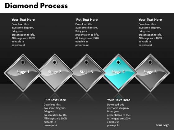 Ppt Cyan Diamond Successive Procedure 5 Power Point Stage PowerPoint Templates