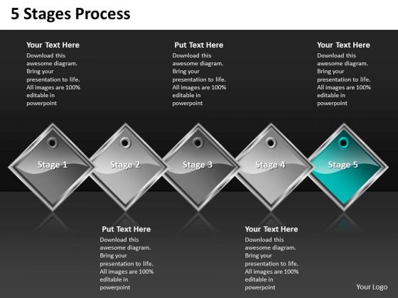 Ppt Cyan Diamond Successive Process 5 Stages PowerPoint Templates