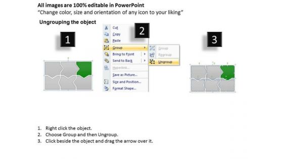 Ppt Dark Green Piece Connected In Linear Process Flow PowerPoint Theme Templates