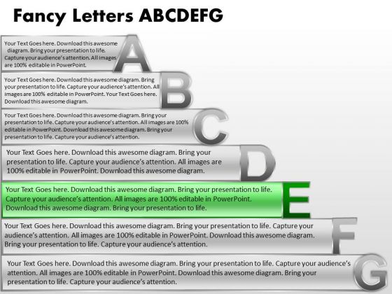 Ppt Fancy Letters Abcdefg With Textboxes Business Plan PowerPoint Growth Templates