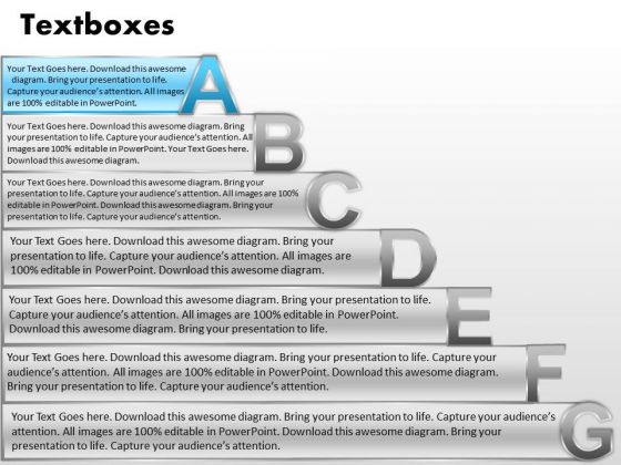 Ppt Fancy Letters Abcdefg With Textboxes Process PowerPoint Templates