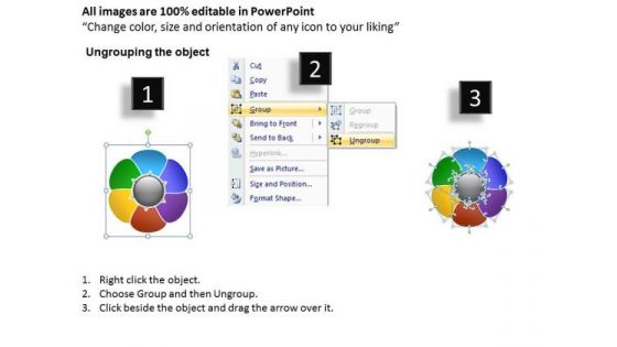Ppt Flower Petal Swim Lane Diagram PowerPoint Template Editable Maps Templates