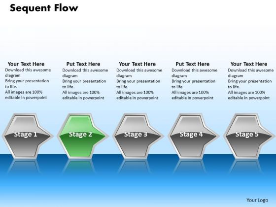 Ppt Interminable Flow Of Sequential Arrows 5 Power Point Stage Green PowerPoint Templates