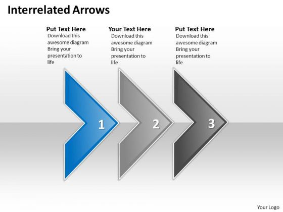 Ppt Interrelated Arrows Three Practice The PowerPoint Macro Steps Business Templates