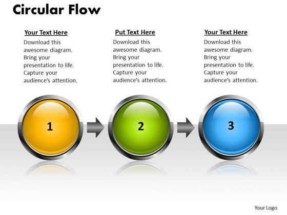 Ppt Linear Flow 3 Stages PowerPoint Templates