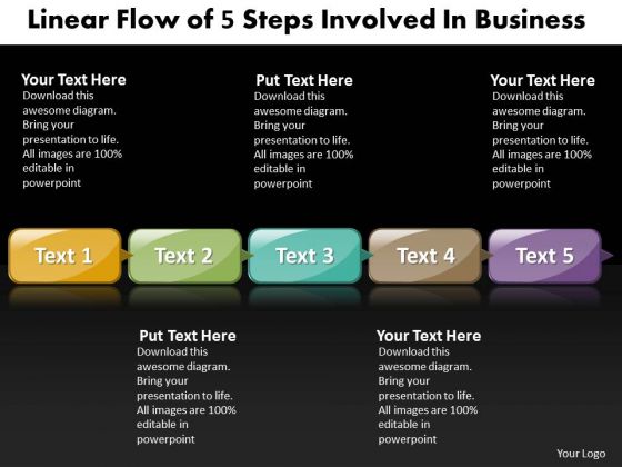 Ppt Linear Flow PowerPoint Theme Of 5 Steps Involved Business Templates