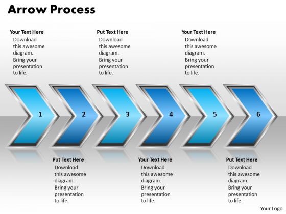 Ppt Pointing Curved Arrow Forging Process PowerPoint Slides 6 State Diagram Templates