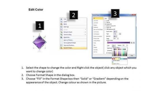 Ppt Purple Diamond Horizontal Process 6 Steps Working With Slide Numbers PowerPoint Templates