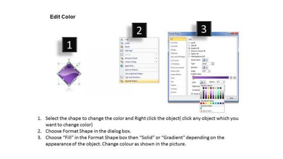 Ppt Purple Diamond Horizontal Series 6 Steps Working With Slide Numbers PowerPoint Templates