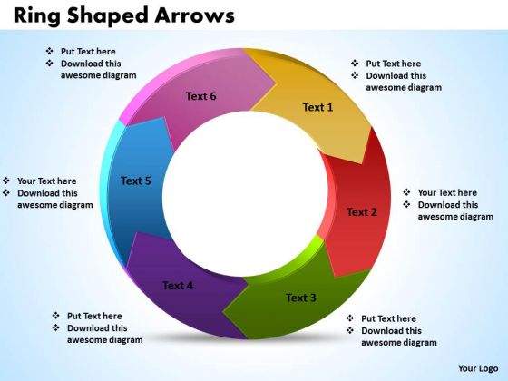 Ppt Ring Shaped PowerPoint Smartart Graphics 2010 Arrows 6 Divisions Templates