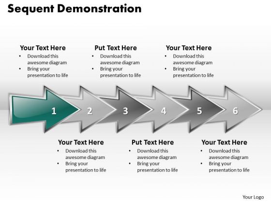 Ppt Sequent Demonstration Using Arrows Six Steps PowerPoint Templates