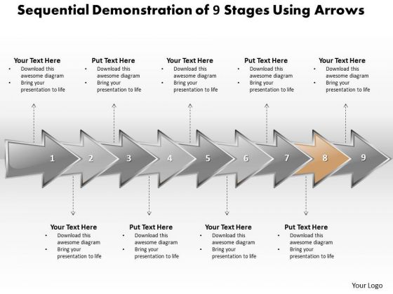 Ppt Sequential Description Of 9 Stages Using Shapes Arrows PowerPoint Templates