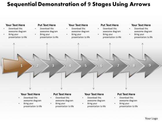 Ppt Sequential Evaluation Of 9 Stages Using Curved Arrows PowerPoint 2010 Templates