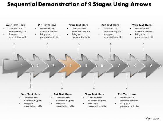 Ppt Sequential Explanation Of 9 State Diagram Using 3d Arrows PowerPoint Templates