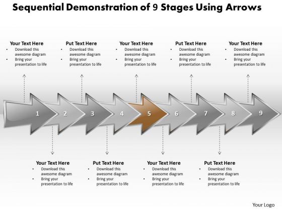 Ppt Sequential Illustration Of 9 Phase Diagram Using Arrows PowerPoint Templates