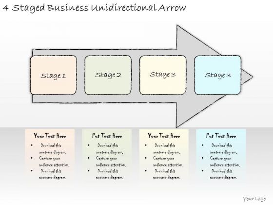 Ppt Slide 4 Staged Business Unidirectional Arrow Marketing Plan