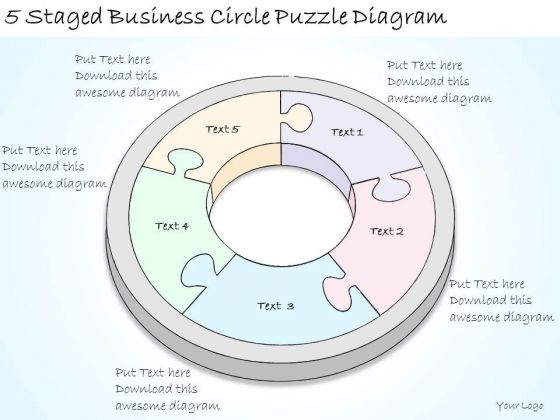 Ppt Slide 5 Staged Business Circle Puzzle Diagram Sales Plan