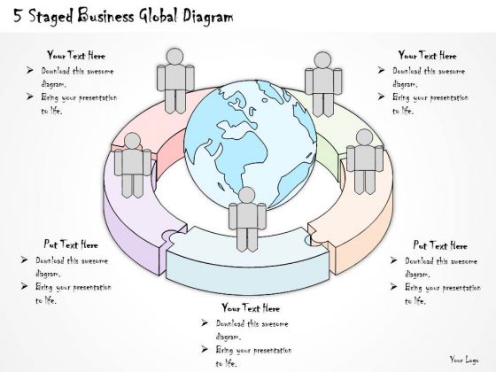 Ppt Slide 5 Staged Business Global Diagram Diagrams