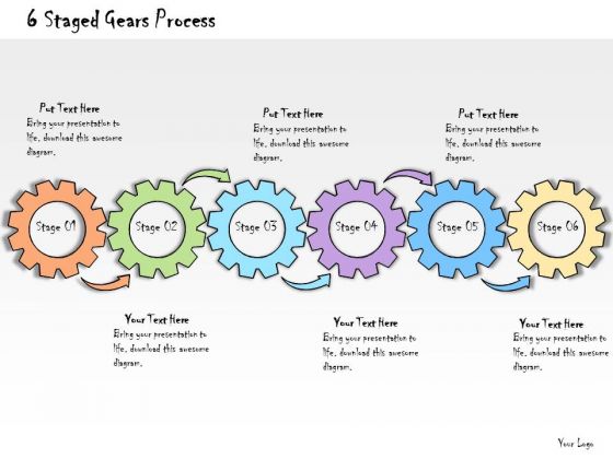 Ppt Slide 6 Staged Gears Process Marketing Plan