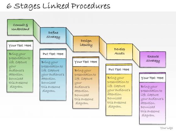 Ppt Slide 6 Stages Linked Procedures Business Diagrams