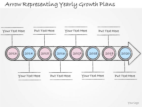 Ppt Slide Arrow Representing Yearly Growth Plans Sales