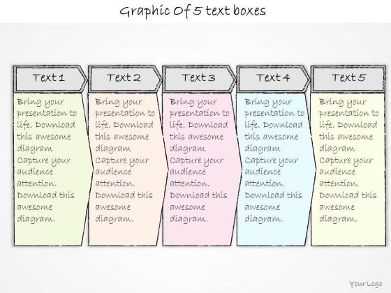 Ppt Slide Graphic Of 5 Text Boxes Business Plan