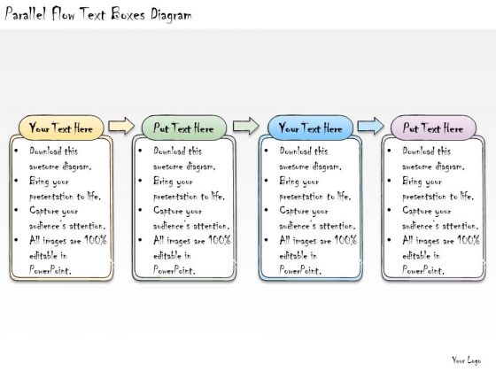 Ppt Slide Parallel Flow Text Boxes Diagram Consulting Firms