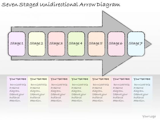 Ppt Slide Seven Staged Unidirectional Arrow Diagram Strategic Planning