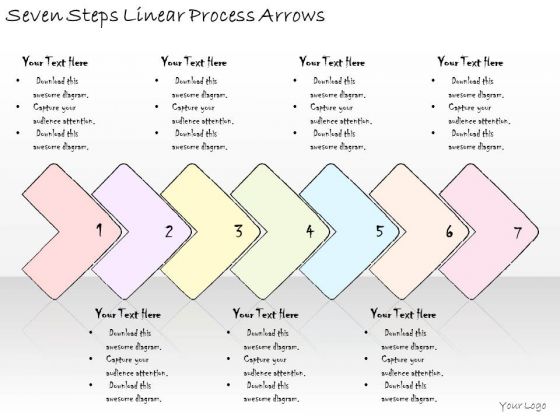 Ppt Slide Seven Steps Linear Process Arrows Strategic Planning