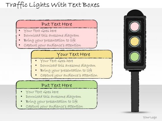 Ppt Slide Traffic Lights With Text Boxes Sales Plan