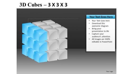 Ppt Slide With Editable Layers Of 3d Cubes