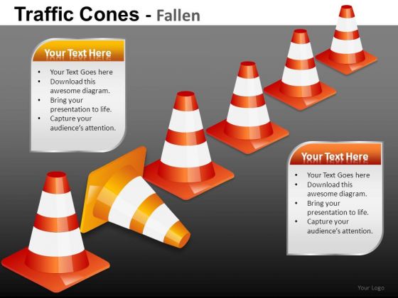 Ppt Slides Fallen Traffic Cones Change Path PowerPoint Templates