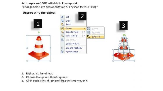 Ppt Slides Fallen Traffic Cones Change Path PowerPoint Templates
