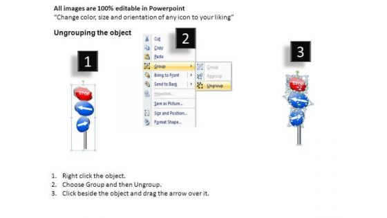 Ppt Slides Stop Sign Arrows Direction Road Signs PowerPoint Templates