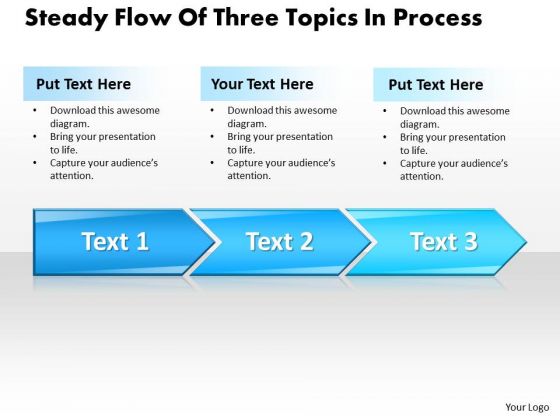 Ppt Steady Flow Of Three Steps Working With Slide Numbers Process PowerPoint Templates
