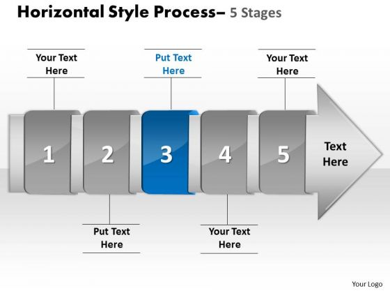 Ppt Template Horizontal Flow Of 5 Stage Swim Lane Diagram PowerPoint 4 Design